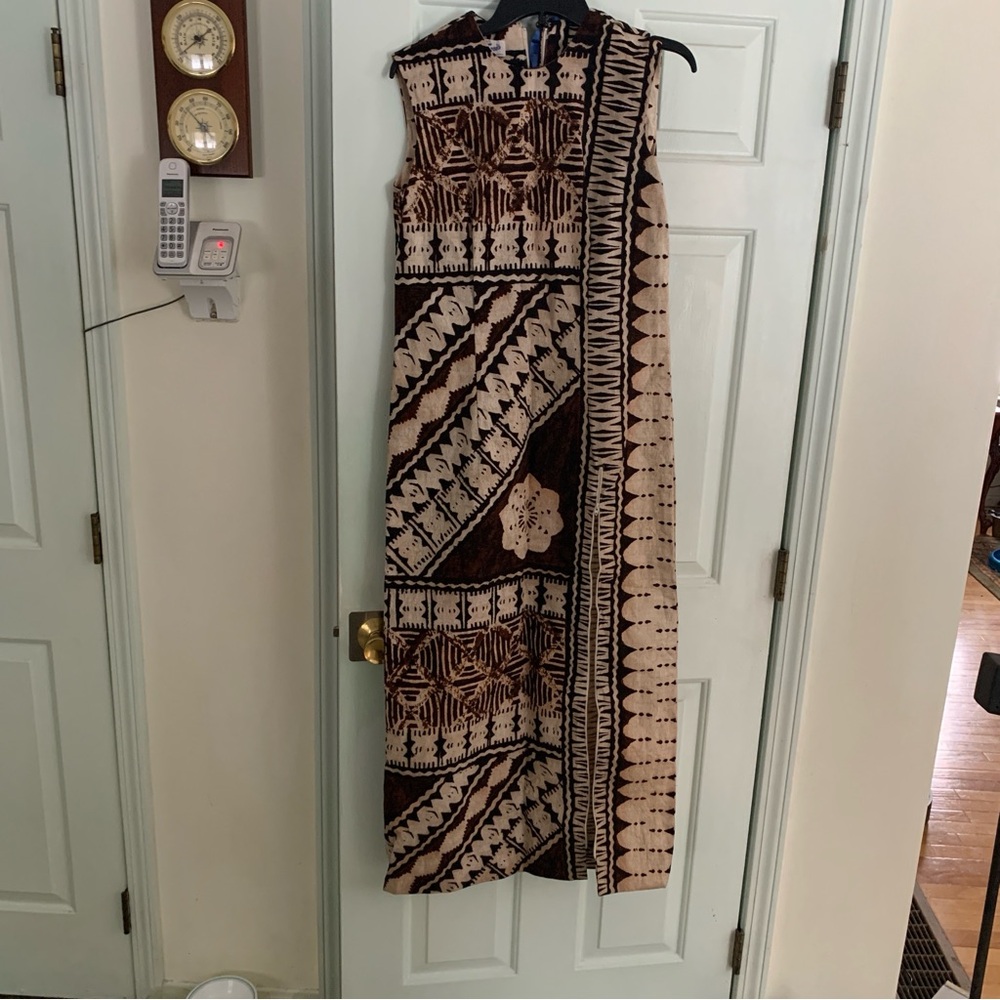 Handmade Hawaii Bark cloth Dress, Vintage 60s Luau Sundress